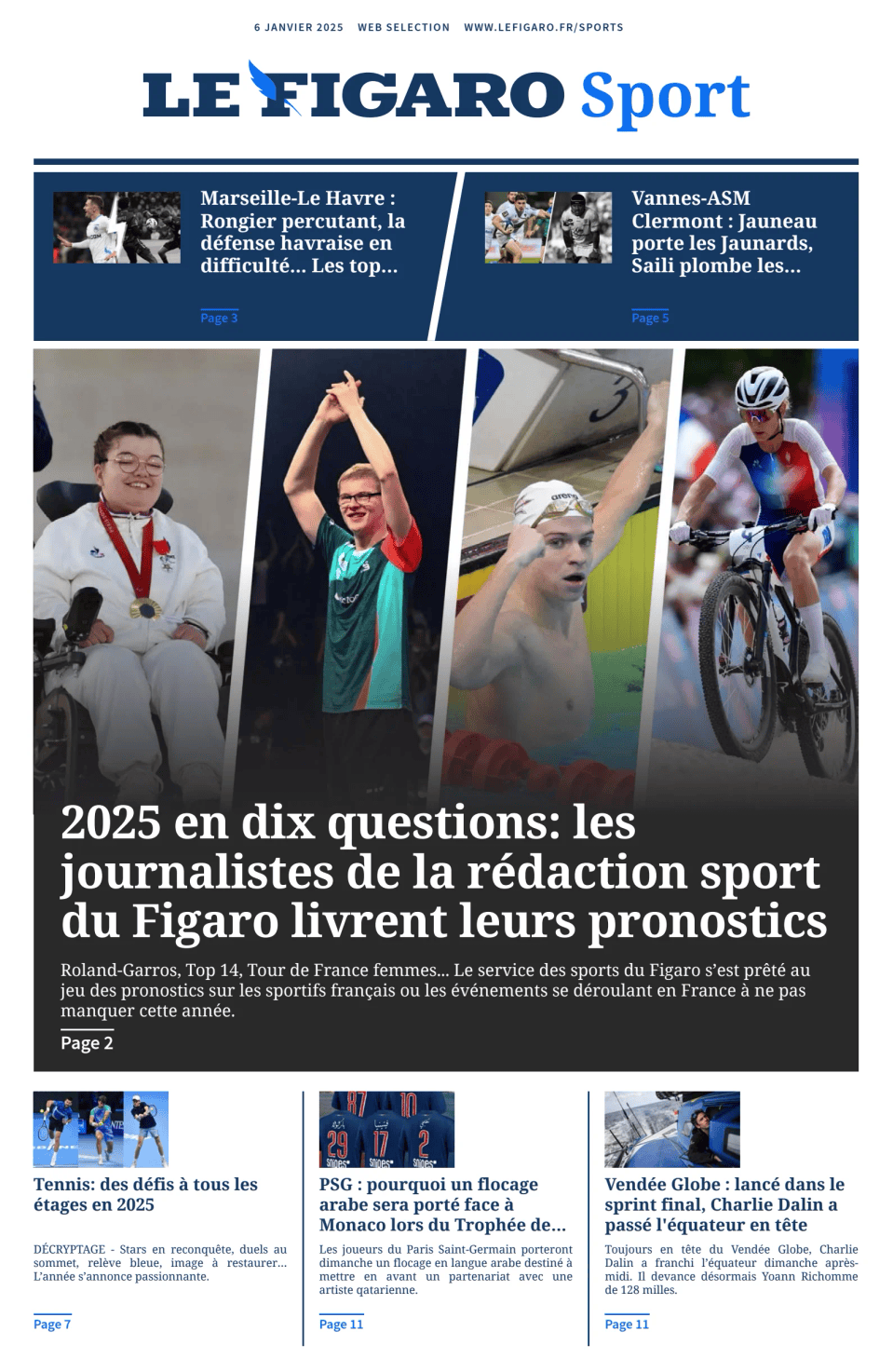 Prima-pagina-figaro-sport-oggi-edizione-di-oggi-20250106