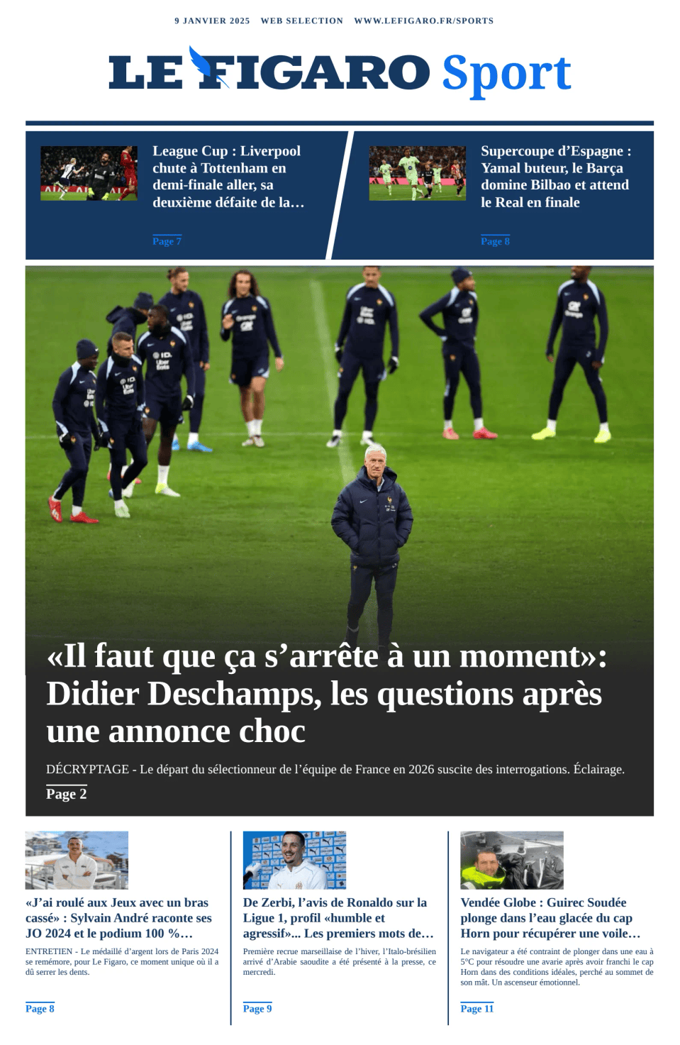 Prima-pagina-figaro-sport-oggi-edizione-di-oggi-20250109