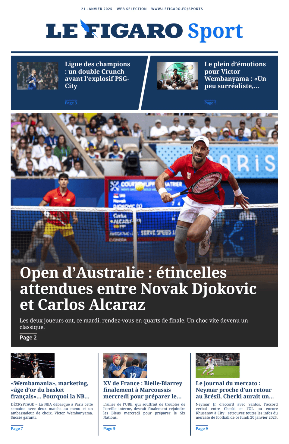 Prima-pagina-figaro-sport-oggi-edizione-di-oggi-20250121