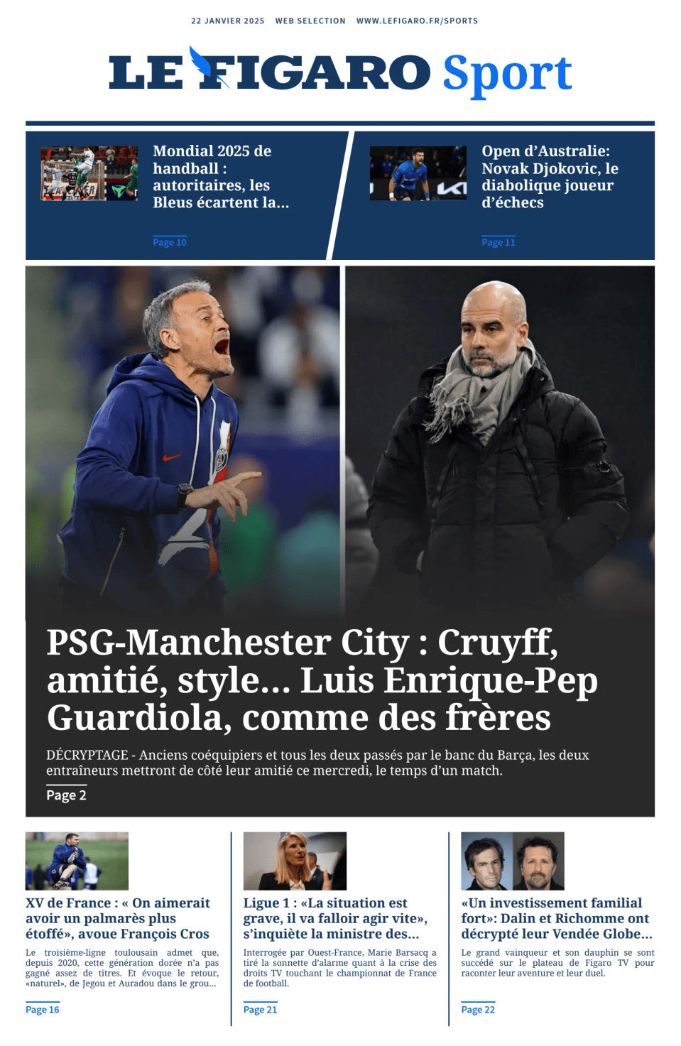 Prima-pagina-figaro-sport-oggi-edizione-di-oggi-20250122