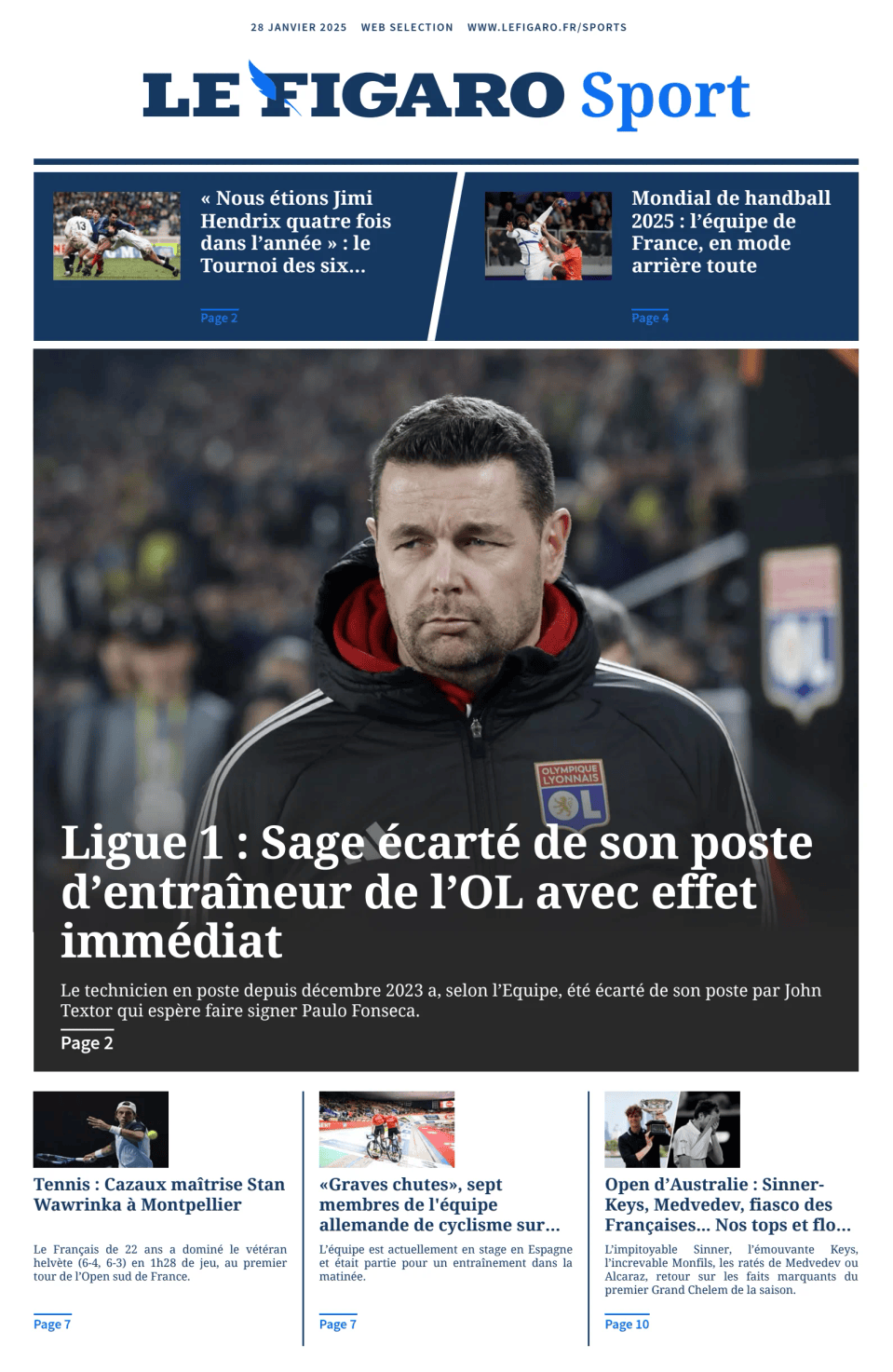 Prima-pagina-figaro-sport-oggi-edizione-di-oggi-20250128