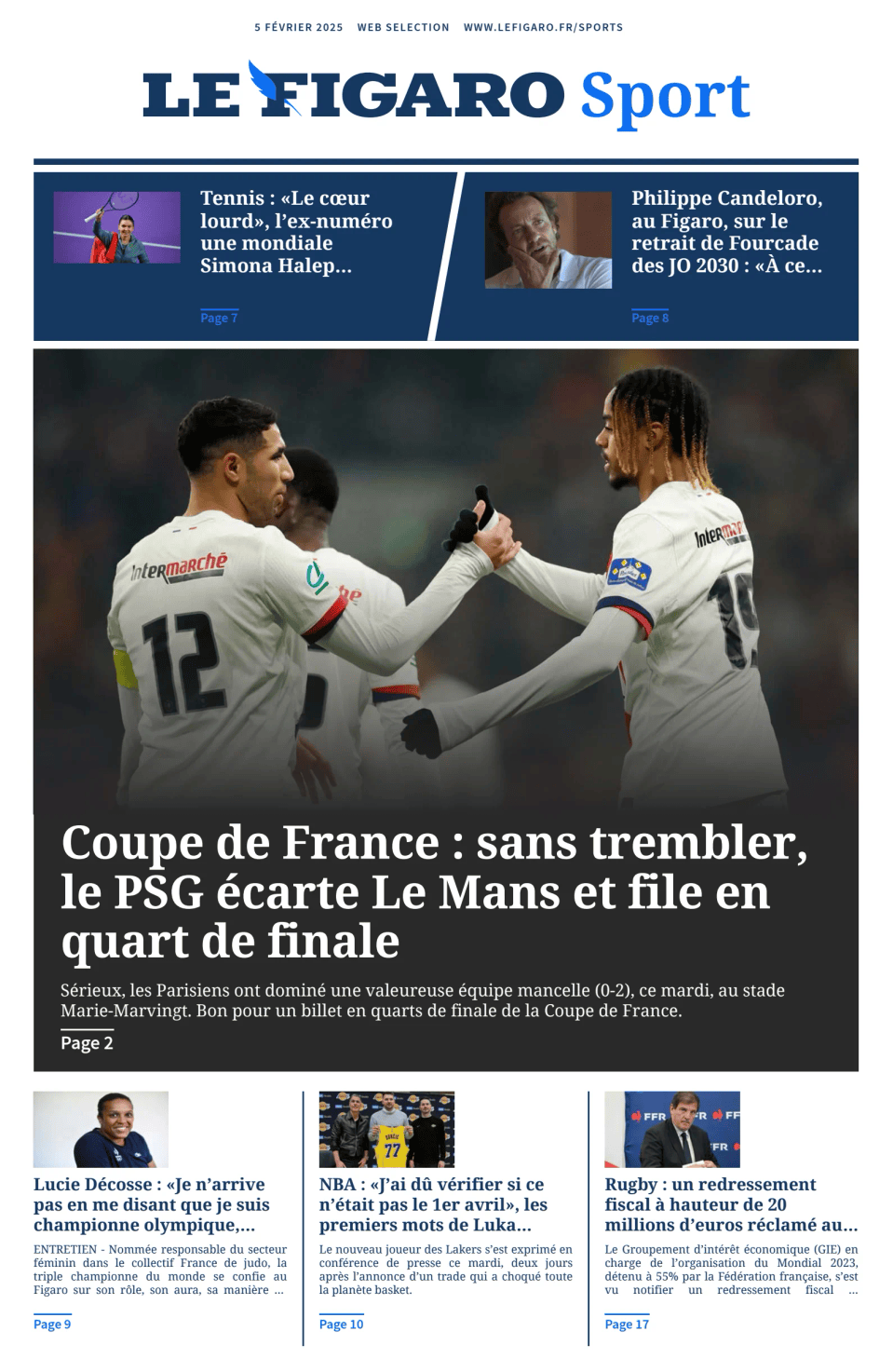 Prima-pagina-figaro-sport-oggi-edizione-di-oggi-20250205