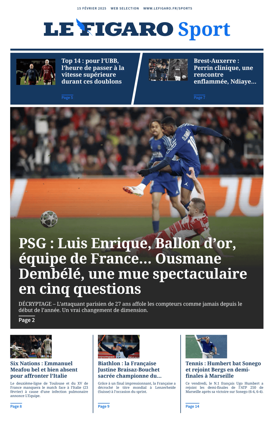 Prima-pagina-figaro-sport-oggi-edizione-di-oggi-20250215