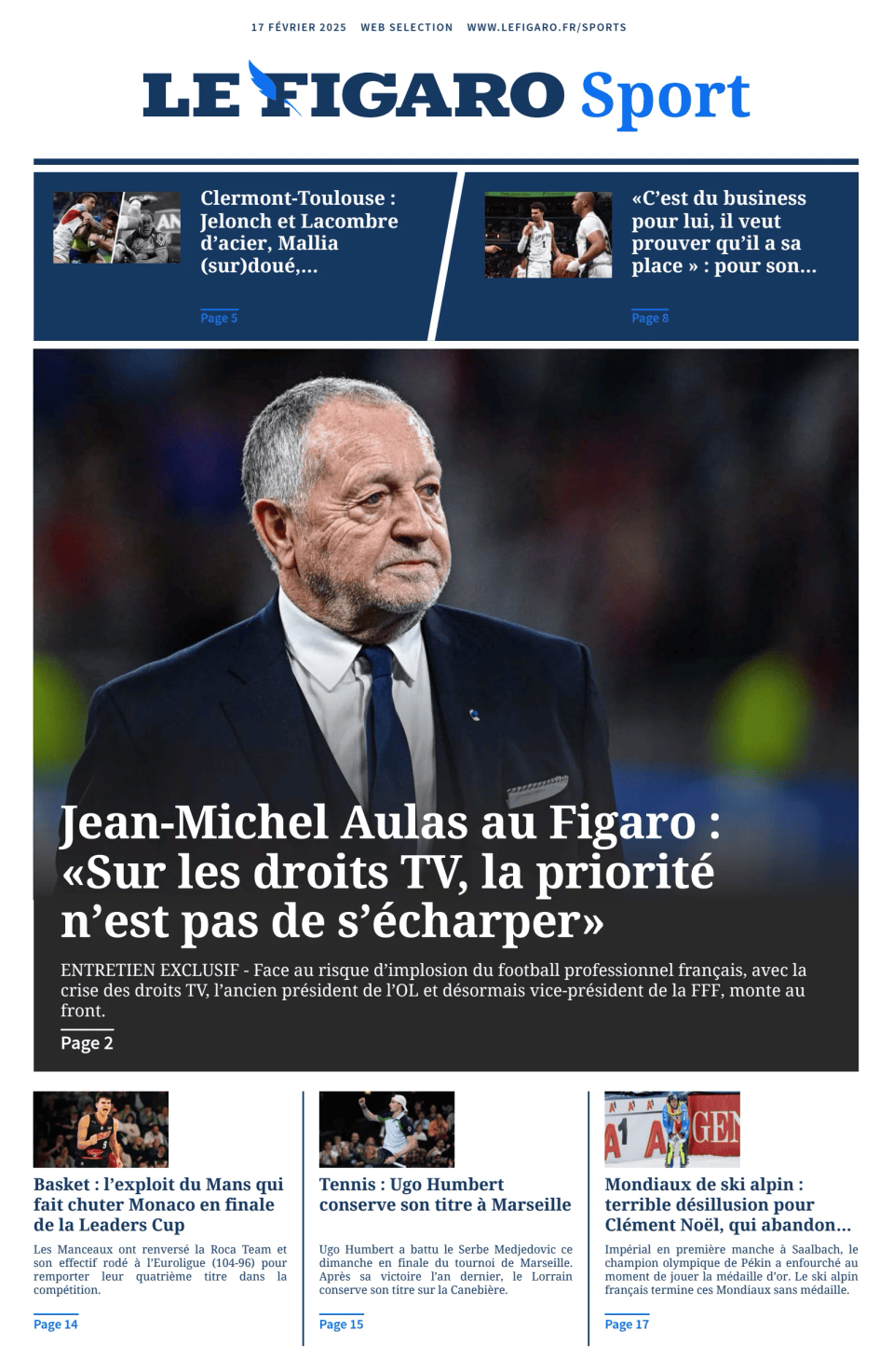 Prima-pagina-figaro-sport-oggi-edizione-di-oggi-20250217