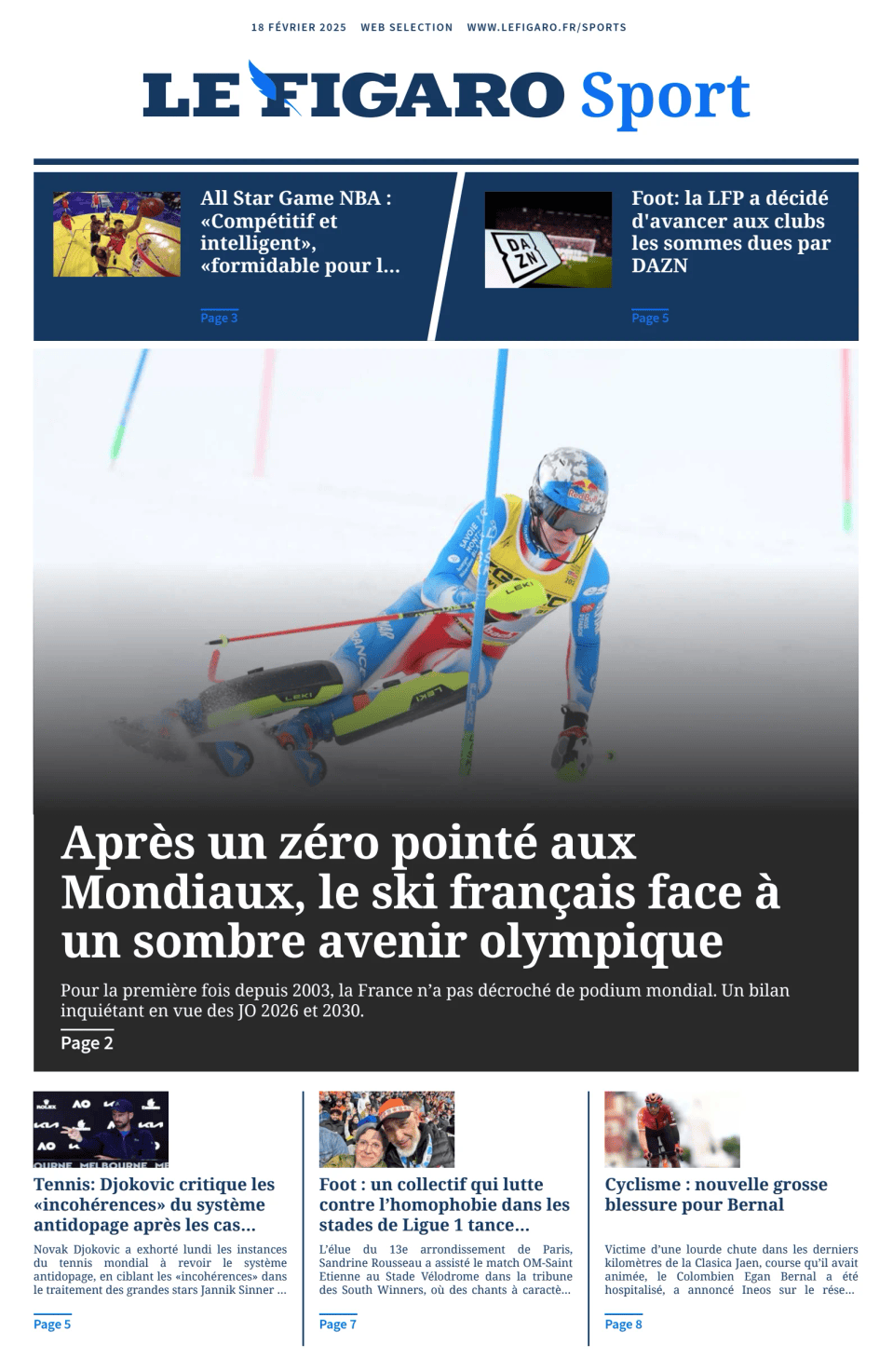 Prima-pagina-figaro-sport-oggi-edizione-di-oggi-20250218