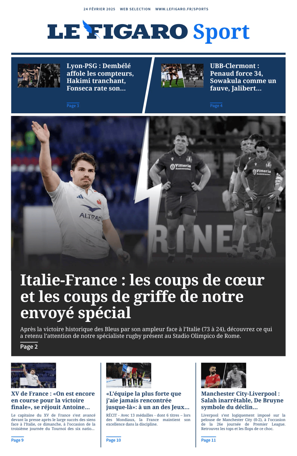 Prima-pagina-figaro-sport-oggi-edizione-di-oggi-20250224