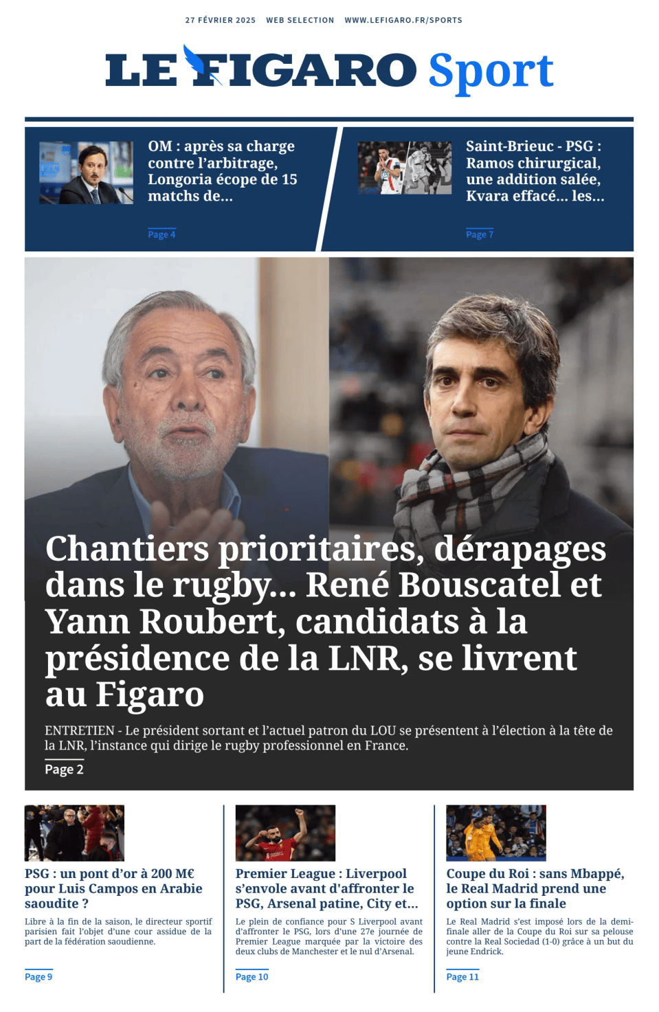 Prima-pagina-figaro-sport-oggi-edizione-di-oggi-20250227