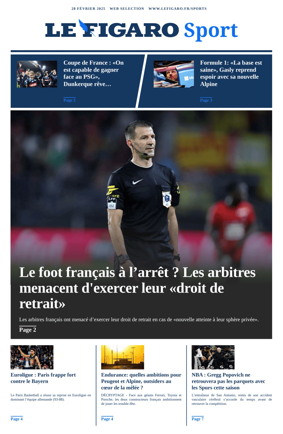 Prima-pagina-figaro-sport-oggi-edizione-di-oggi-20250228