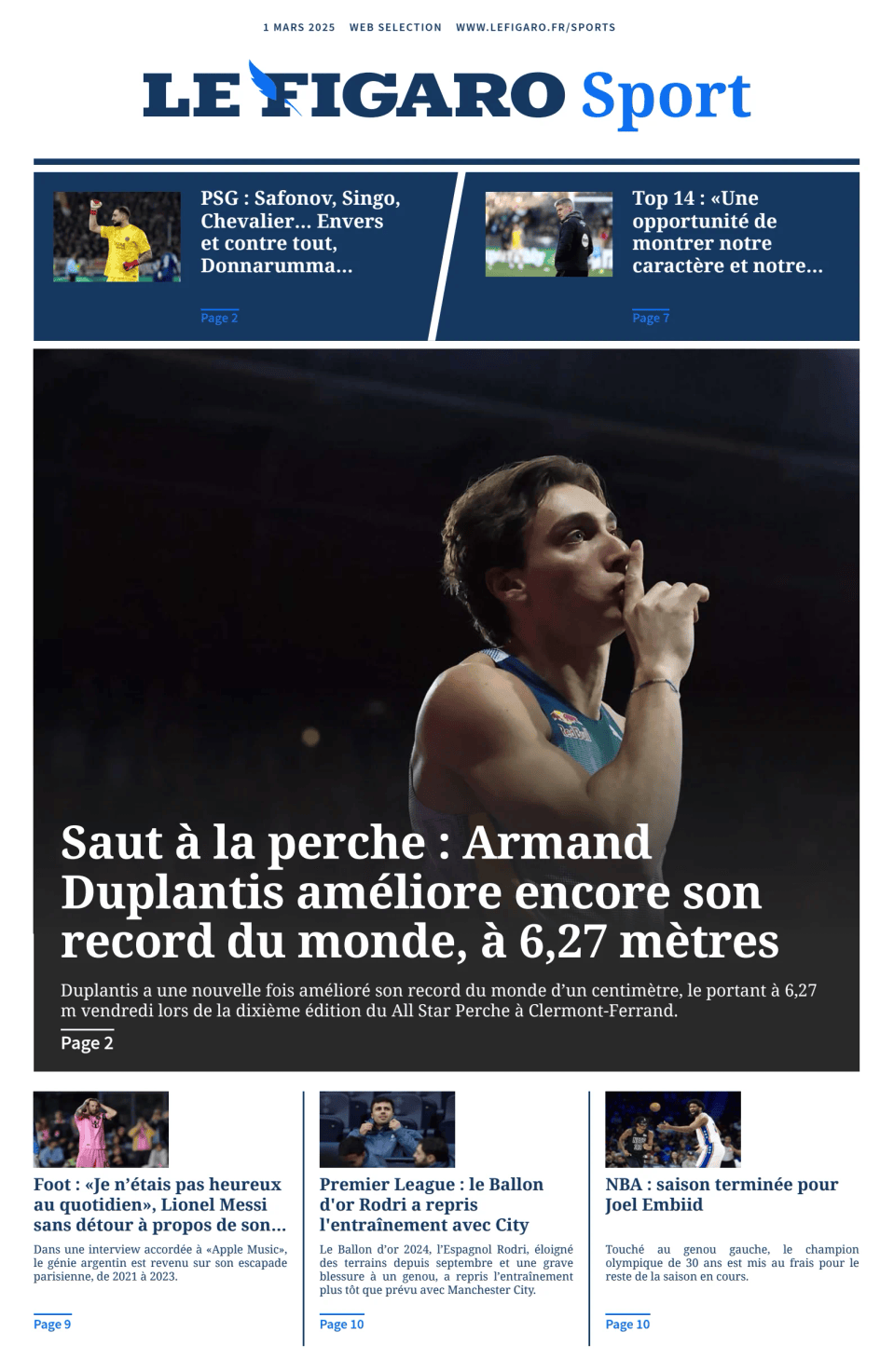 Prima-pagina-figaro-sport-oggi-edizione-di-oggi-20250301