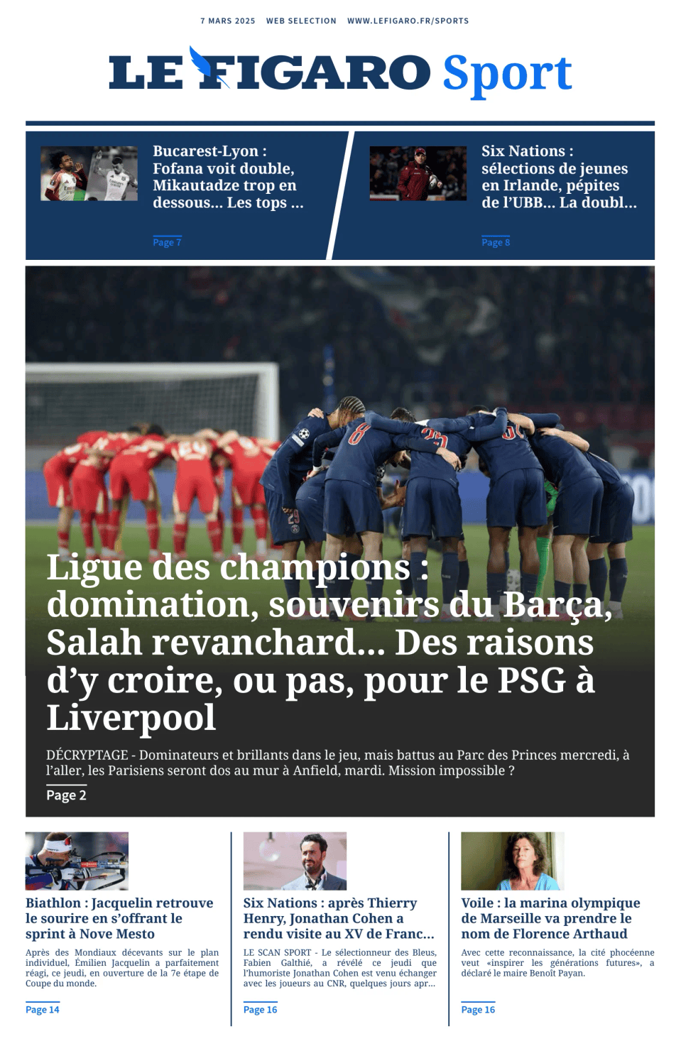 Prima-pagina-figaro-sport-oggi-edizione-di-oggi-20250307