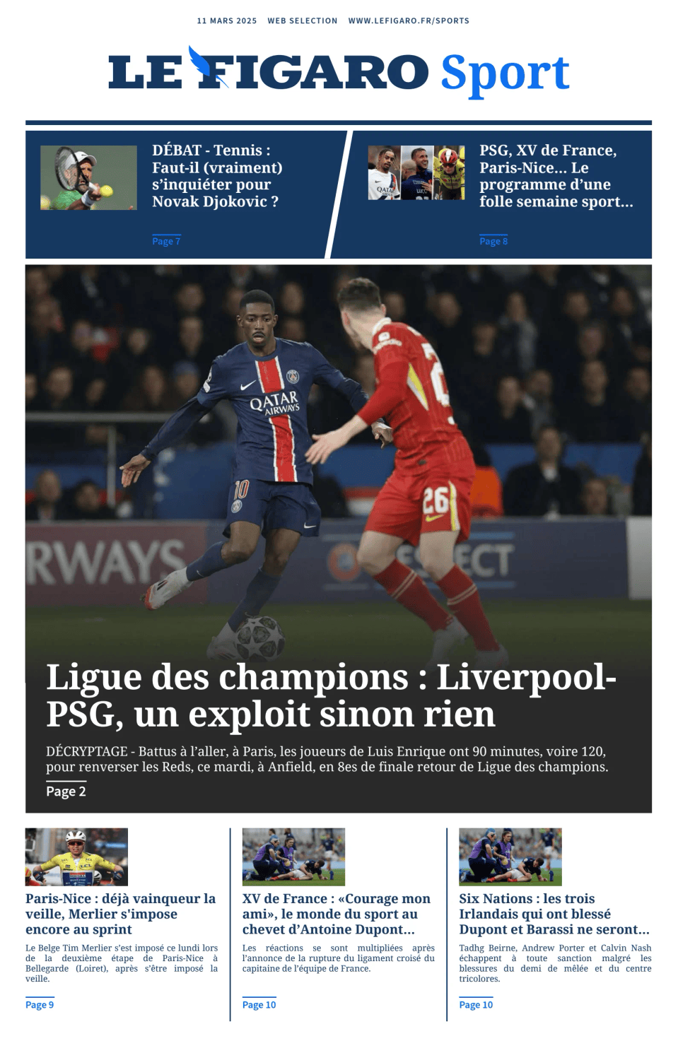 Prima-pagina-figaro-sport-oggi-edizione-di-oggi-20250311