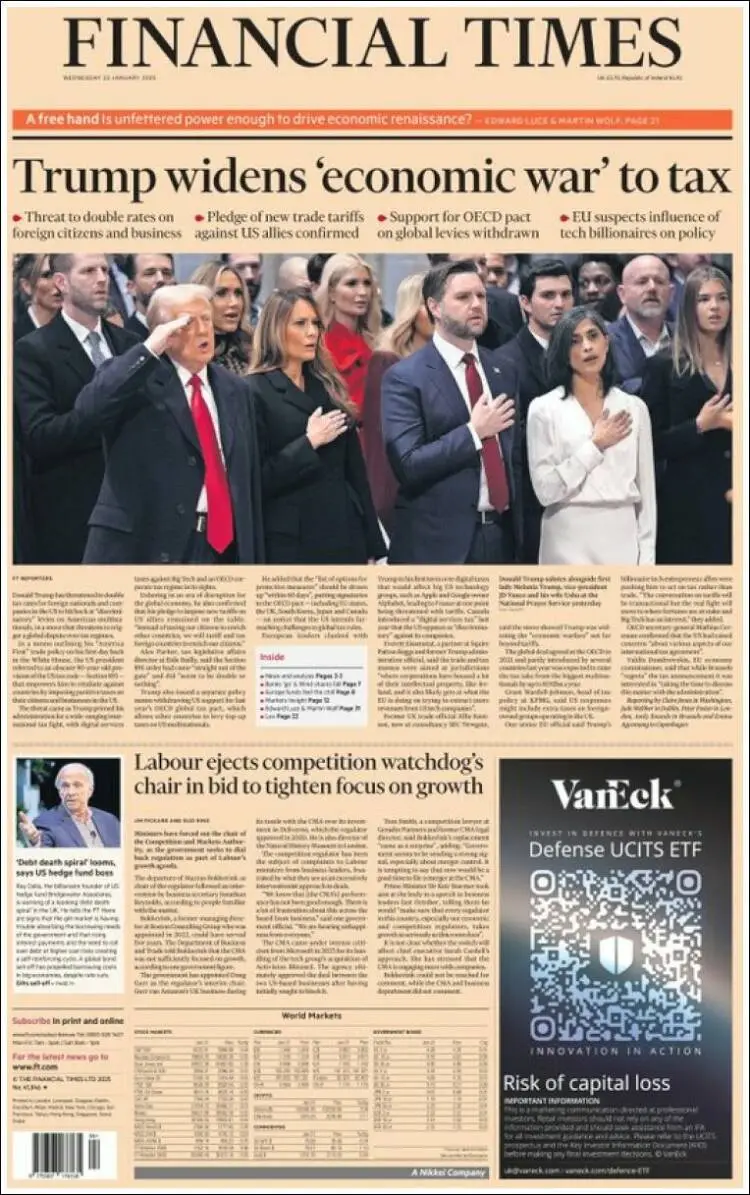 Prima-pagina-financial-times-edizione-di-oggi-2025-01-22