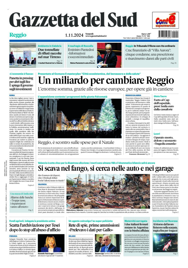 Prima-pagina-gazzetta-del-sud-calabria-di-oggi-01-11-2024