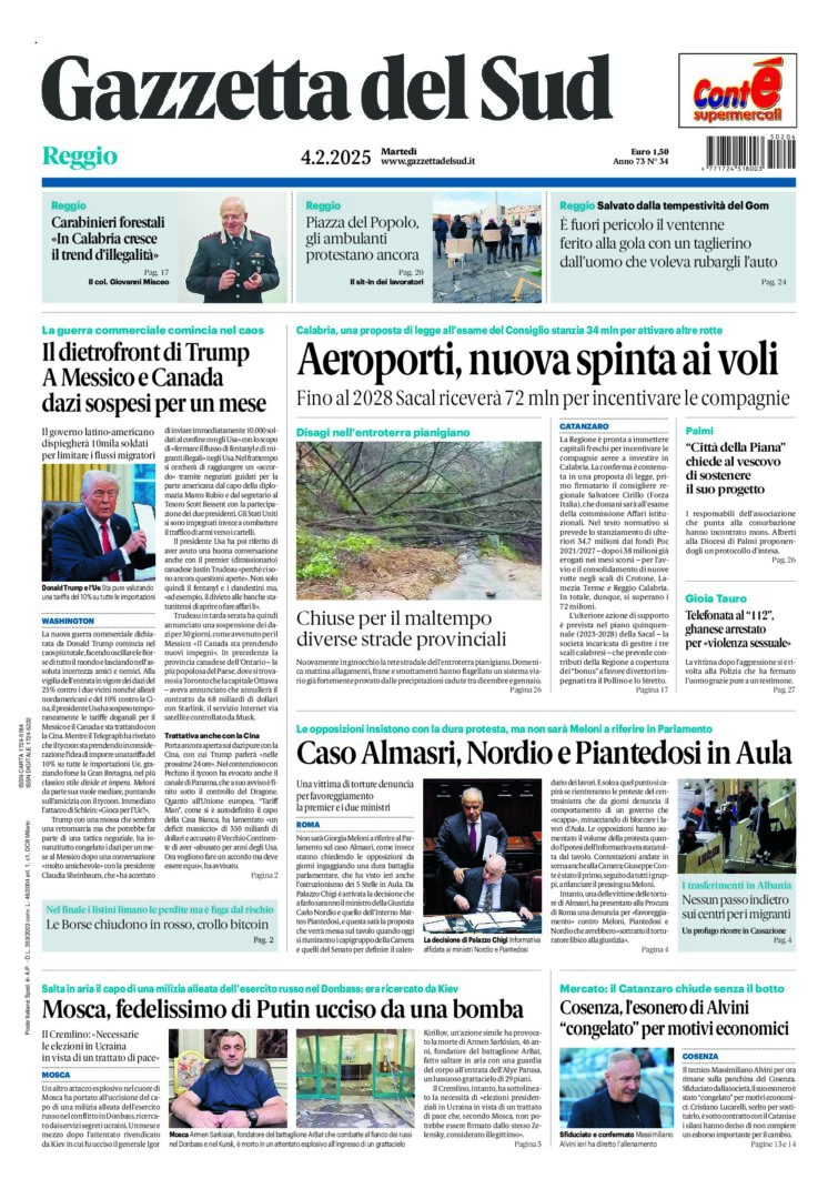 Prima-pagina-gazzetta-del-sud-calabria-di-oggi-04-02-2025