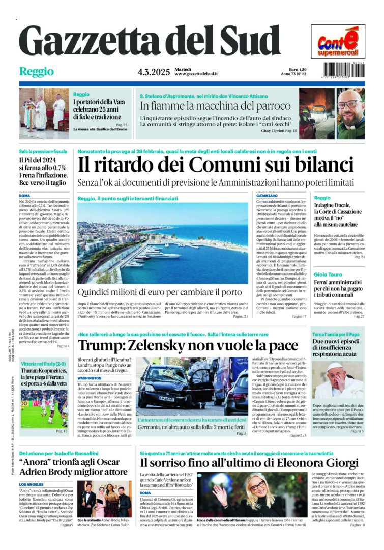 Prima-pagina-gazzetta-del-sud-calabria-di-oggi-04-03-2025