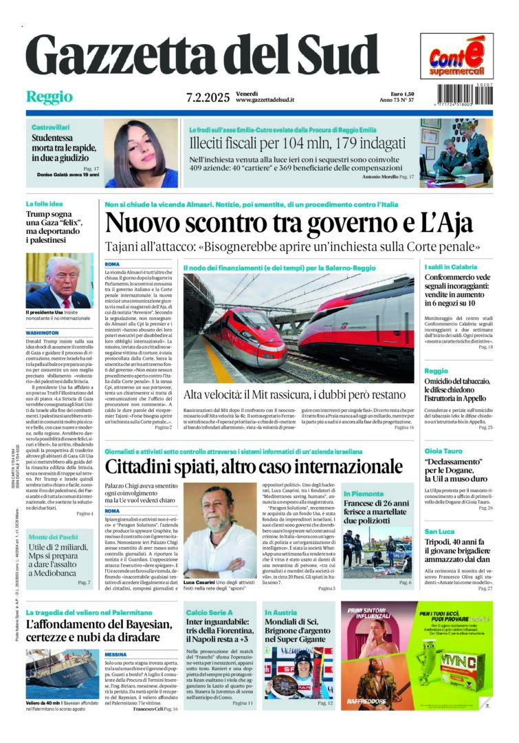 Prima-pagina-gazzetta-del-sud-calabria-di-oggi-07-02-2025