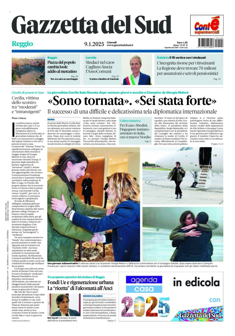 Prima-pagina-gazzetta-del-sud-calabria-di-oggi-09-01-2025