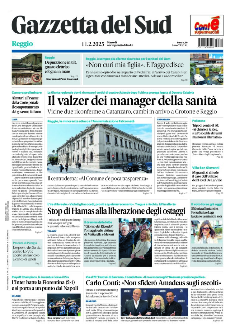 Prima-pagina-gazzetta-del-sud-calabria-di-oggi-11-02-2025