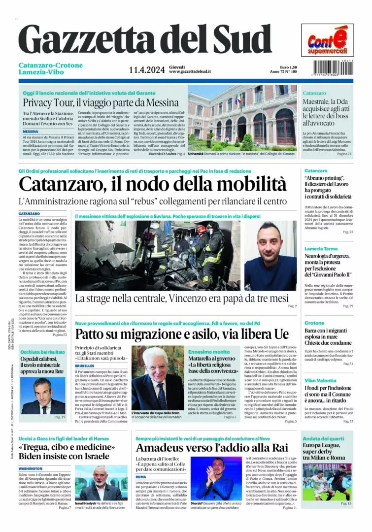 Prima-pagina-gazzetta-del-sud-calabria-di-oggi-11-04-2024