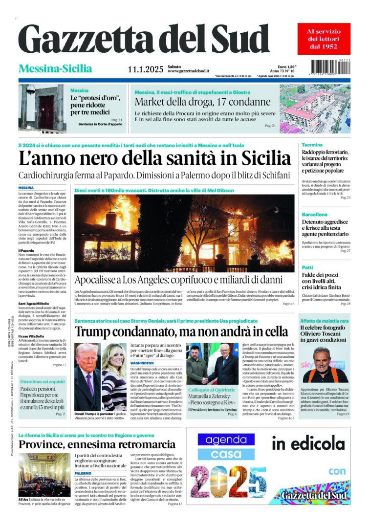 Prima-pagina-gazzetta-del-sud-messina-edizione-di-oggi-11-01-2025