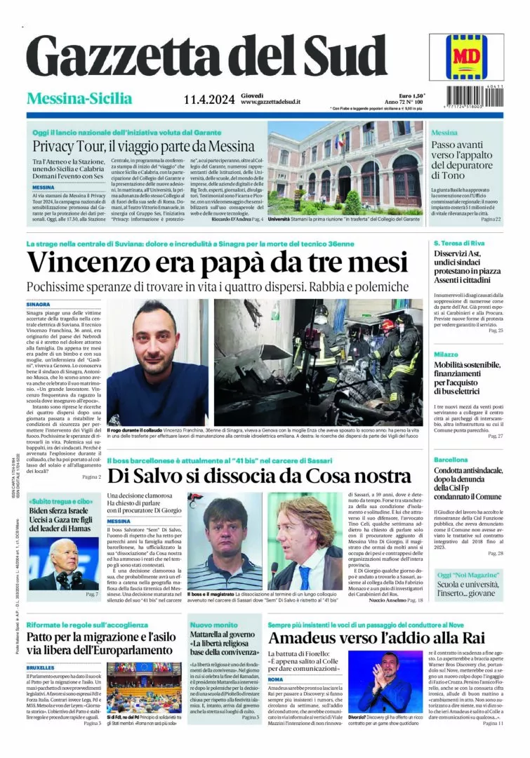 Prima-pagina-gazzetta-del-sud-messina-edizione-di-oggi-11-04-2024