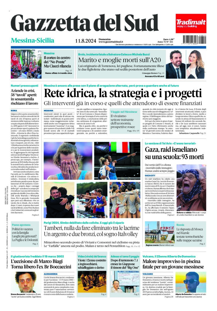 Prima-pagina-gazzetta-del-sud-messina-edizione-di-oggi-11-08-2024