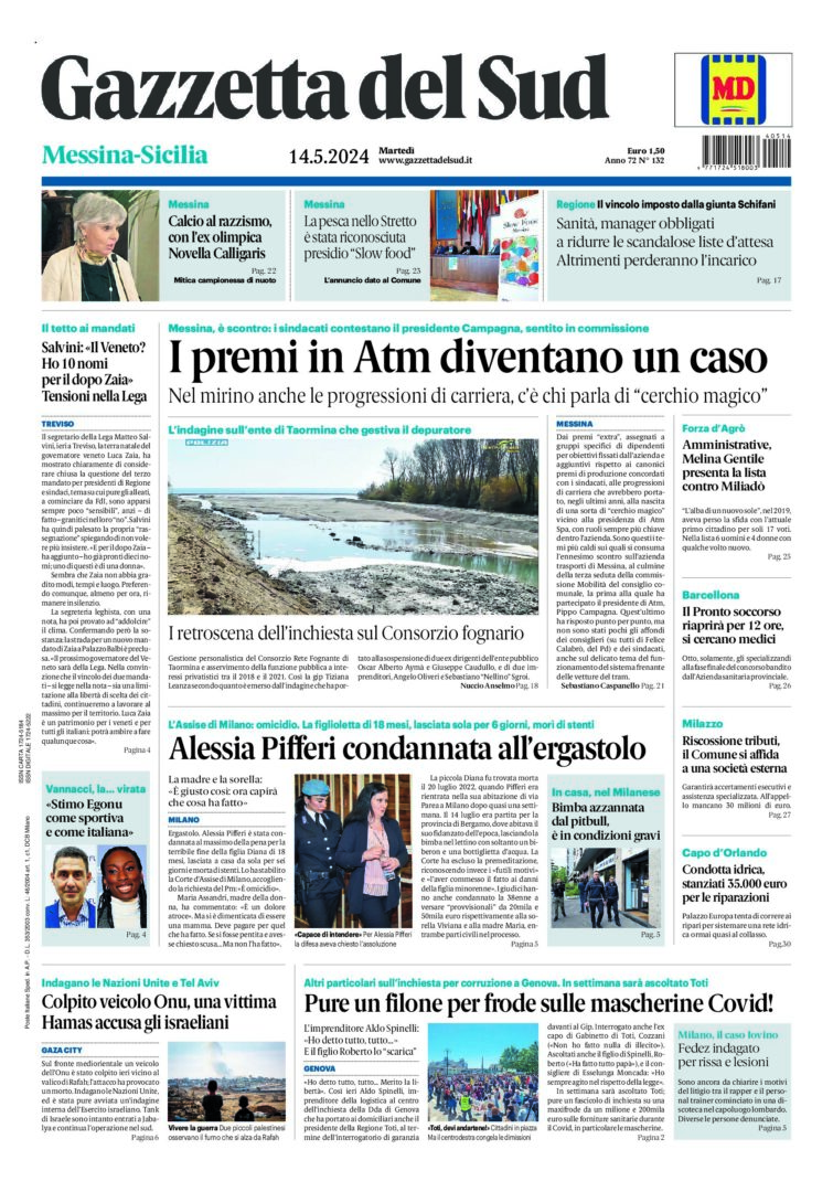 Prima-pagina-gazzetta-del-sud-messina-edizione-di-oggi-14-05-2024