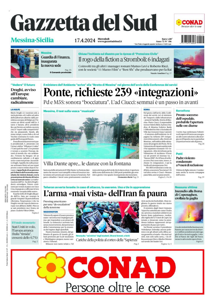 Prima-pagina-gazzetta-del-sud-messina-edizione-di-oggi-17-04-2024