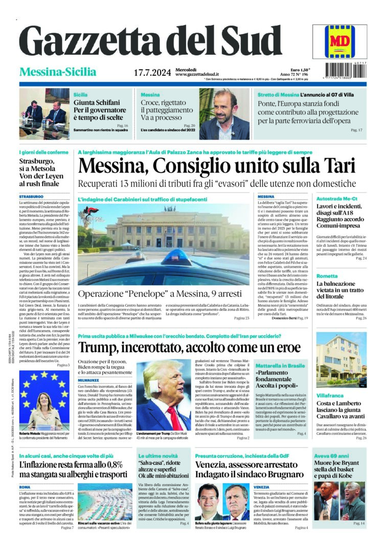 Prima-pagina-gazzetta-del-sud-messina-edizione-di-oggi-17-07-2024