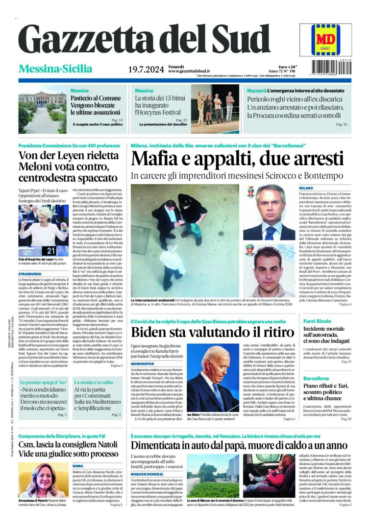 Prima-pagina-gazzetta-del-sud-messina-edizione-di-oggi-19-07-2024