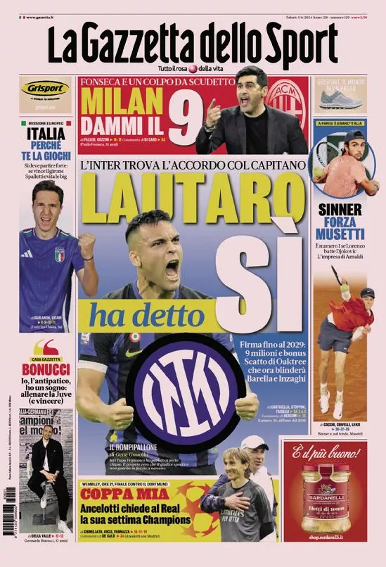 Prima-pagina-gazzetta-dello-sport-edizione-di-oggi-01-06-2024