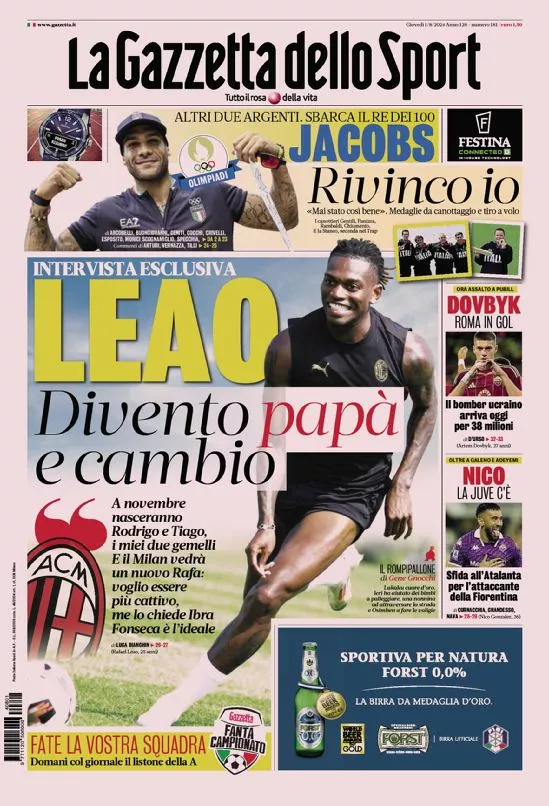 Prima-pagina-gazzetta-dello-sport-edizione-di-oggi-01-08-2024