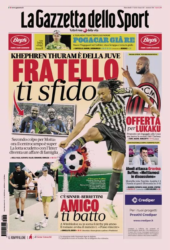 Prima-pagina-gazzetta-dello-sport-edizione-di-oggi-03-07-2024