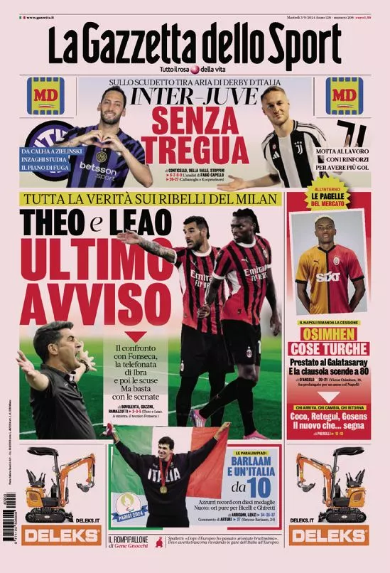 Prima-pagina-gazzetta-dello-sport-edizione-di-oggi-03-09-2024