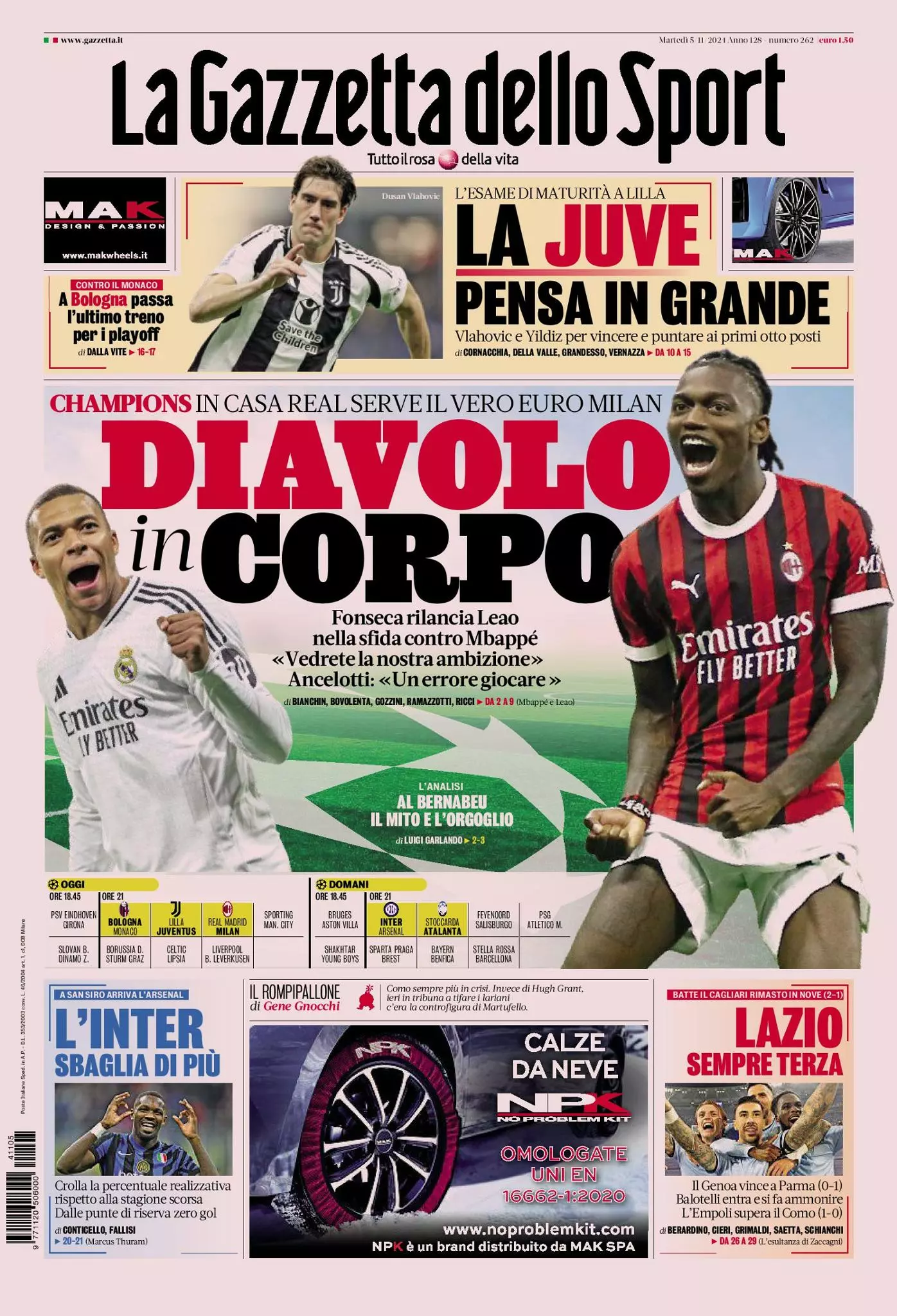 Prima-pagina-gazzetta-dello-sport-edizione-di-oggi-05-11-2024