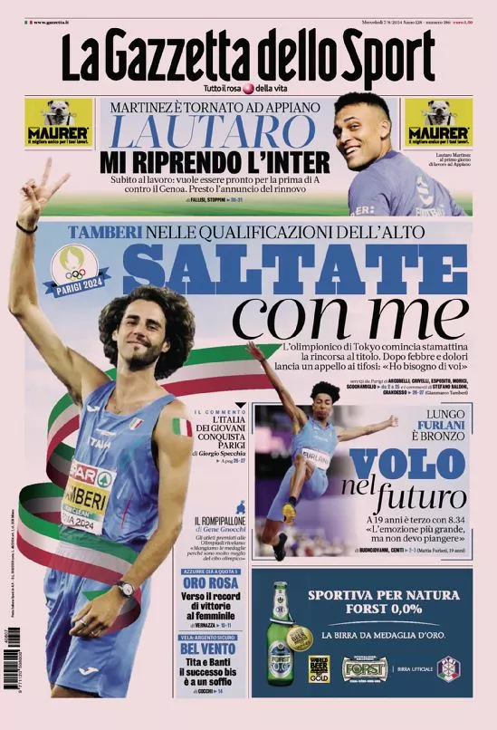 Prima-pagina-gazzetta-dello-sport-edizione-di-oggi-07-08-2024