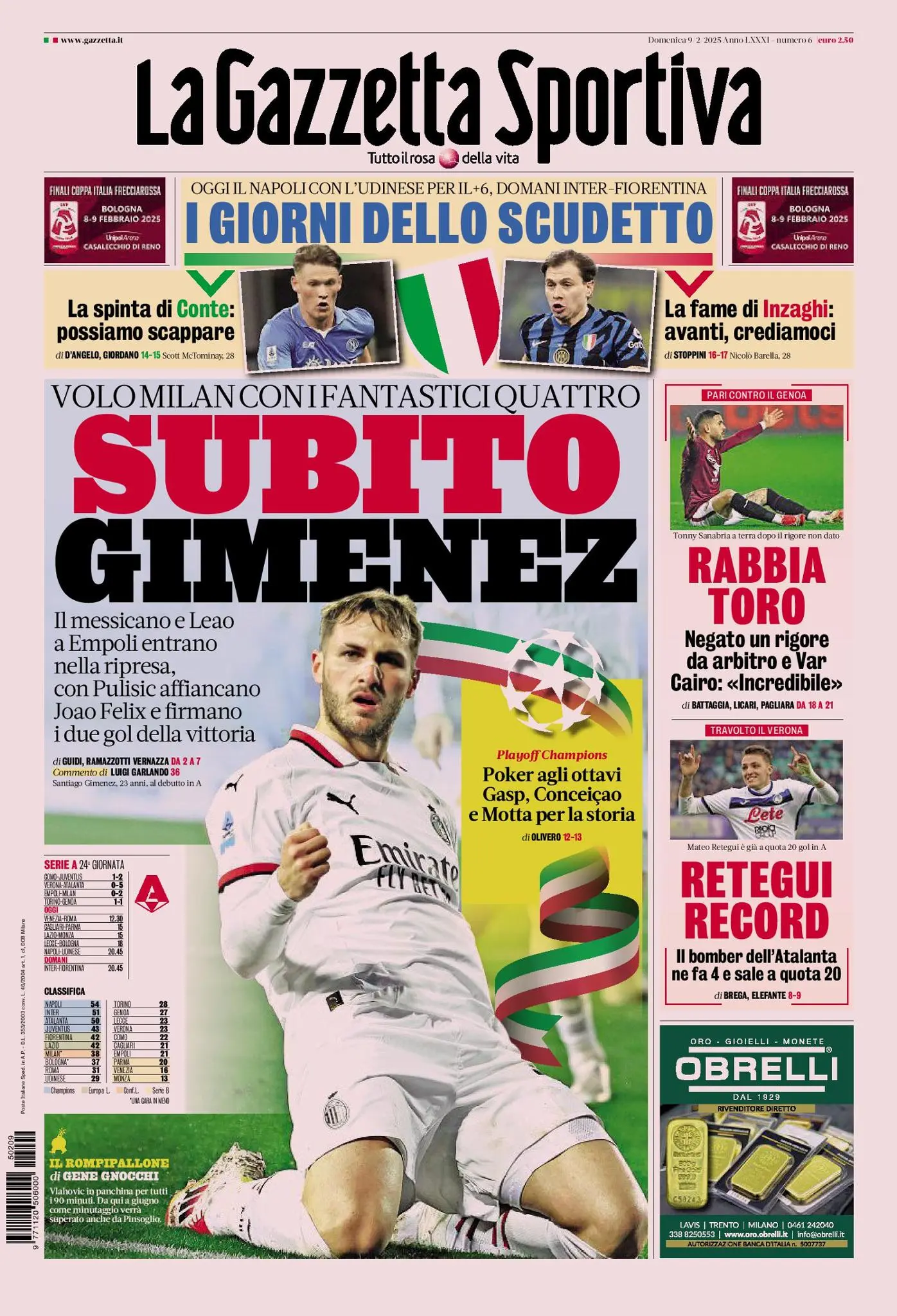 Prima-pagina-gazzetta-dello-sport-edizione-di-oggi-09-02-2025