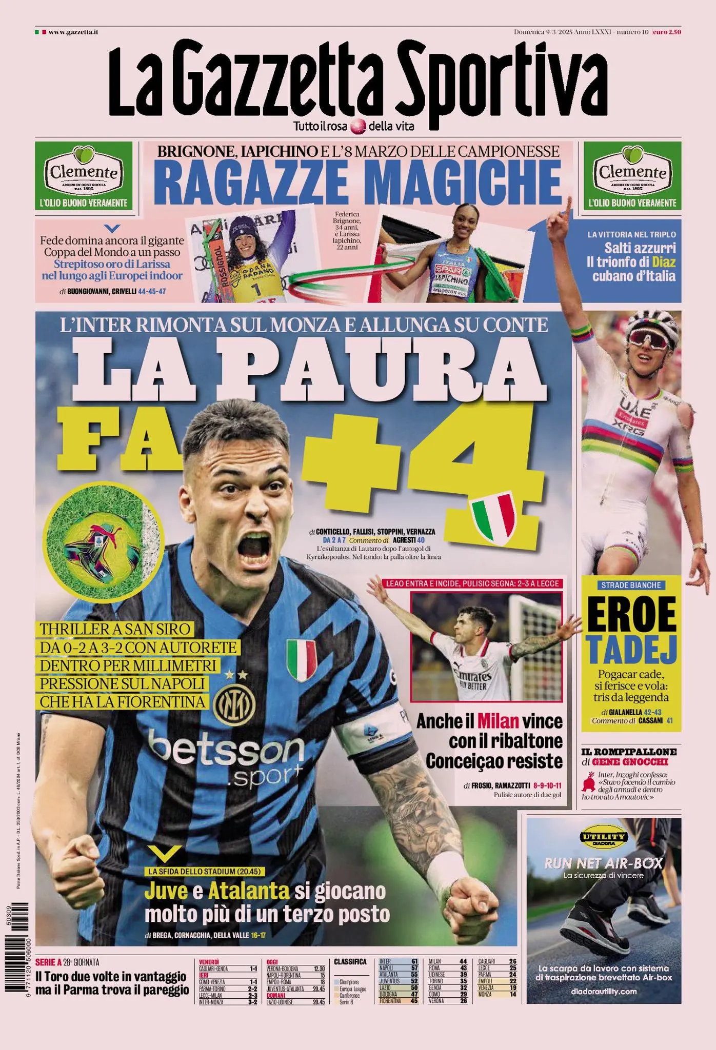 Prima-pagina-gazzetta-dello-sport-edizione-di-oggi-09-03-2025