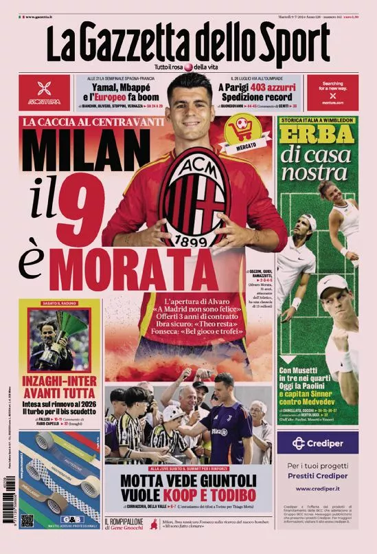 Prima-pagina-gazzetta-dello-sport-edizione-di-oggi-09-07-2024