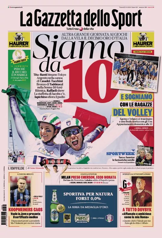 Prima-pagina-gazzetta-dello-sport-edizione-di-oggi-09-08-2024