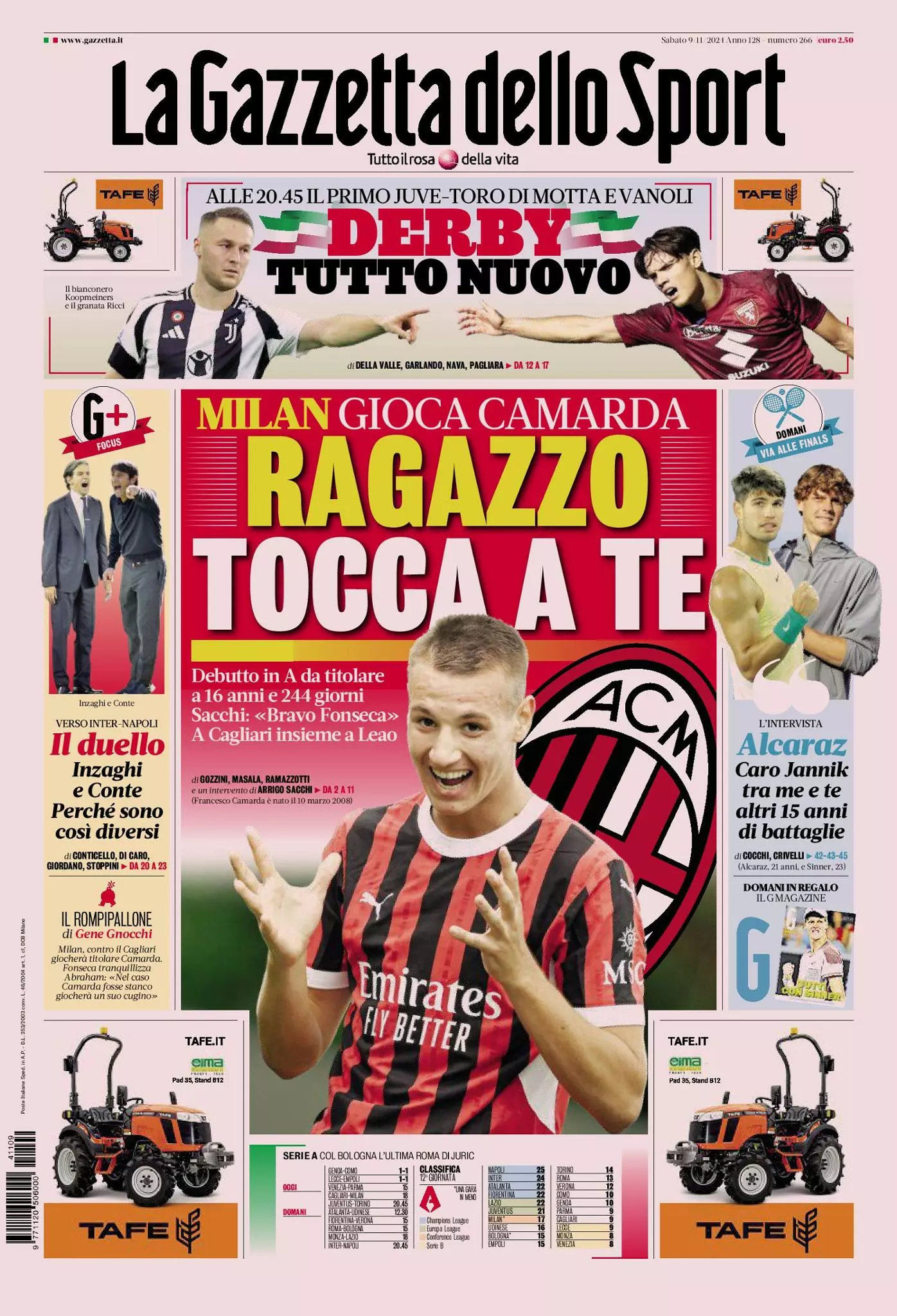 Prima-pagina-gazzetta-dello-sport-edizione-di-oggi-09-11-2024