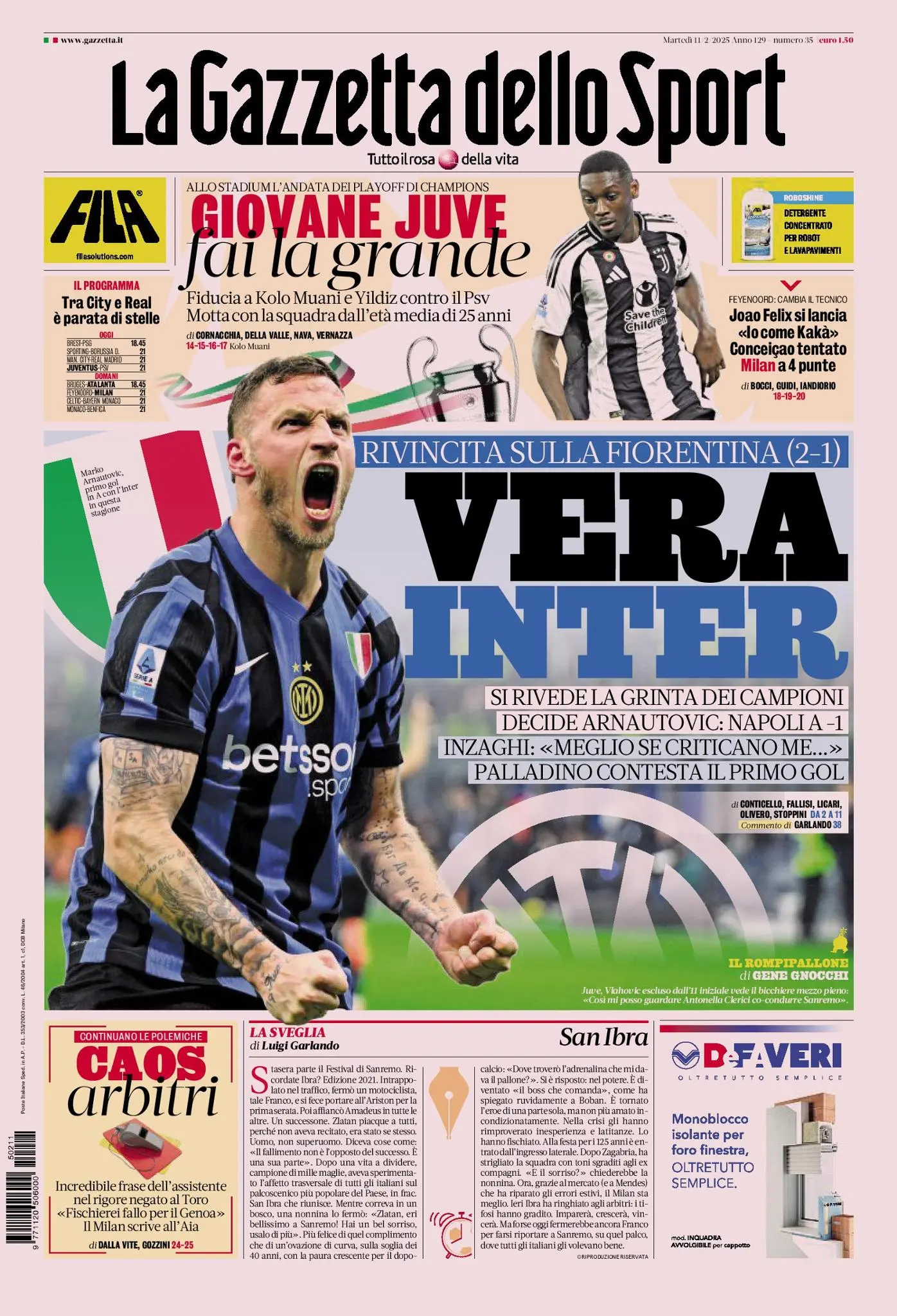 Prima-pagina-gazzetta-dello-sport-edizione-di-oggi-11-02-2025