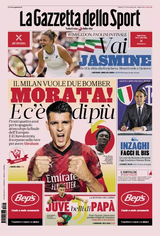 Prima-pagina-gazzetta-dello-sport-edizione-di-oggi-13-07-2024