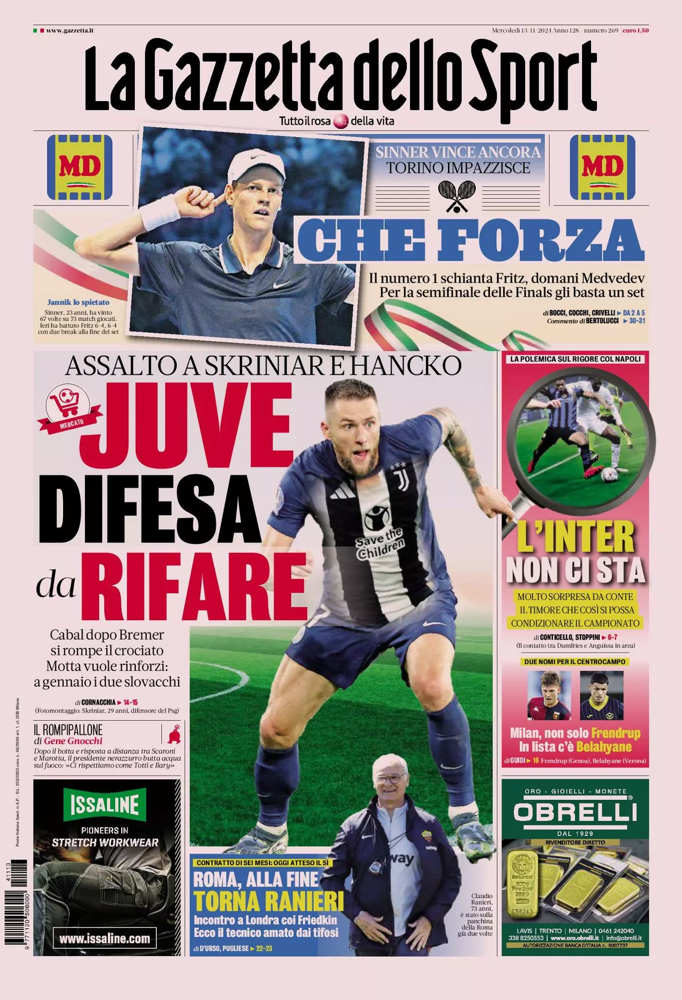 Prima-pagina-gazzetta-dello-sport-edizione-di-oggi-13-11-2024