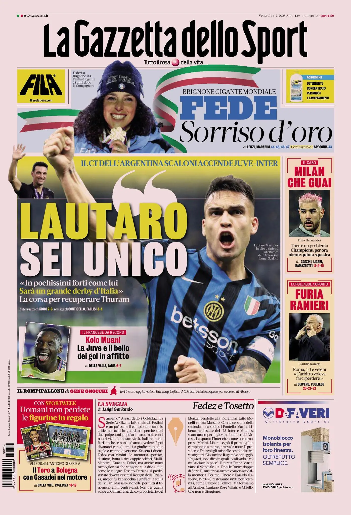 Prima-pagina-gazzetta-dello-sport-edizione-di-oggi-14-02-2025