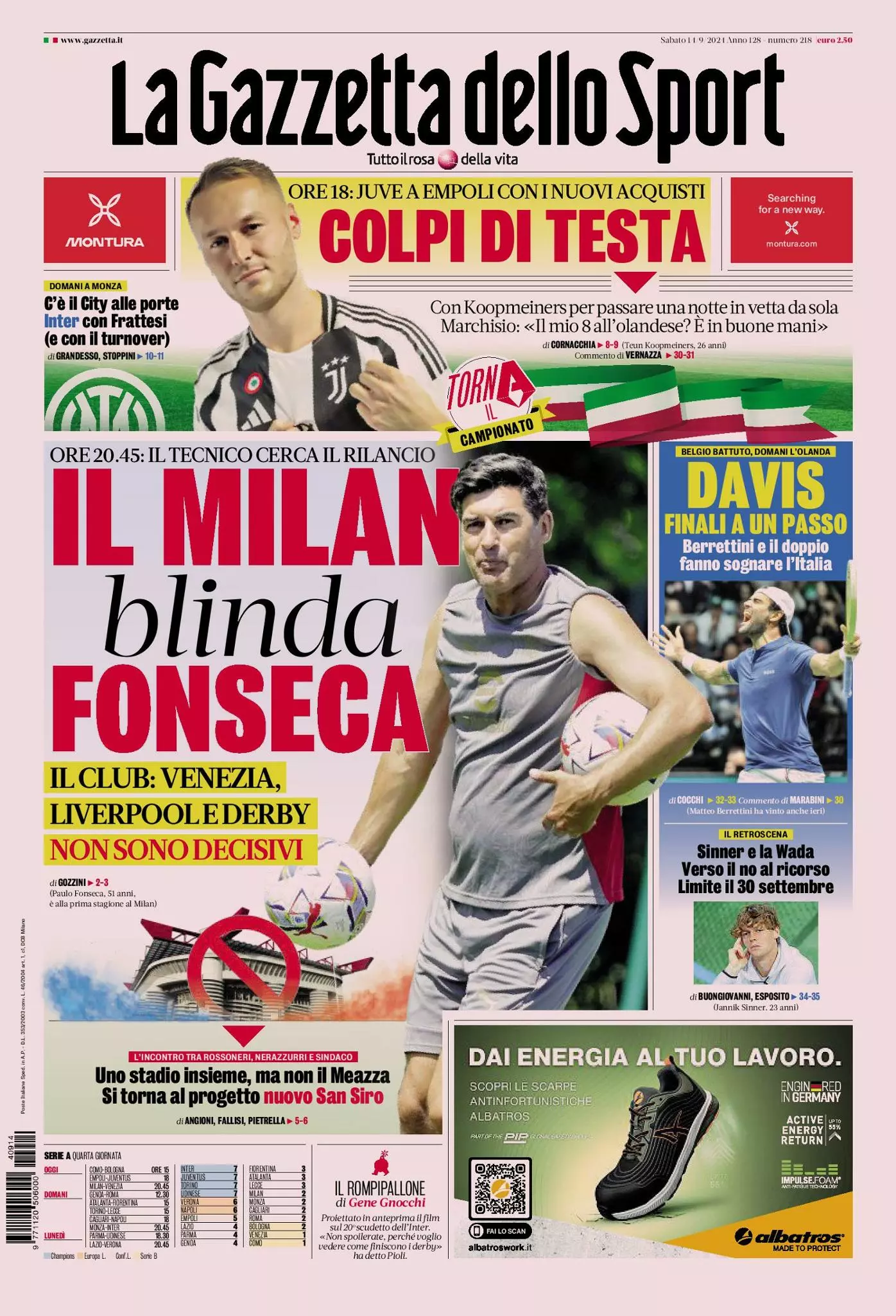 Prima-pagina-gazzetta-dello-sport-edizione-di-oggi-14-09-2024