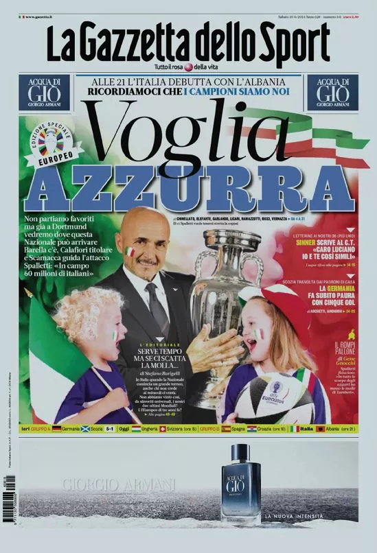 Prima-pagina-gazzetta-dello-sport-edizione-di-oggi-15-06-2024