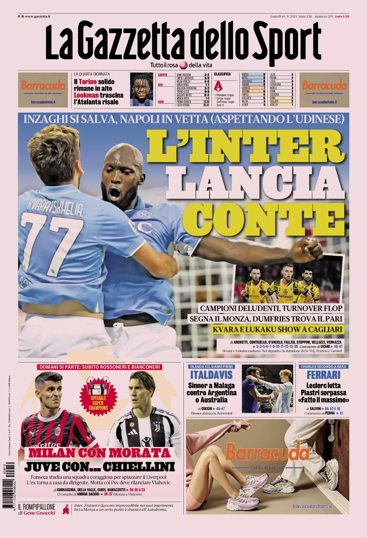 Prima-pagina-gazzetta-dello-sport-edizione-di-oggi-16-09-2024