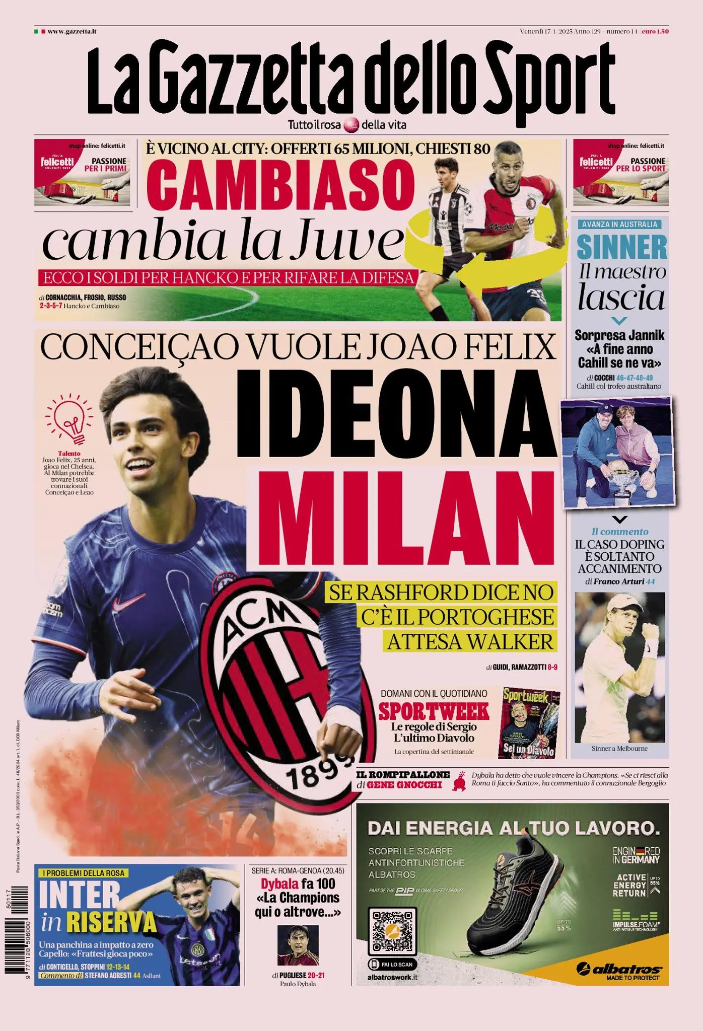 Prima-pagina-gazzetta-dello-sport-edizione-di-oggi-17-01-2025