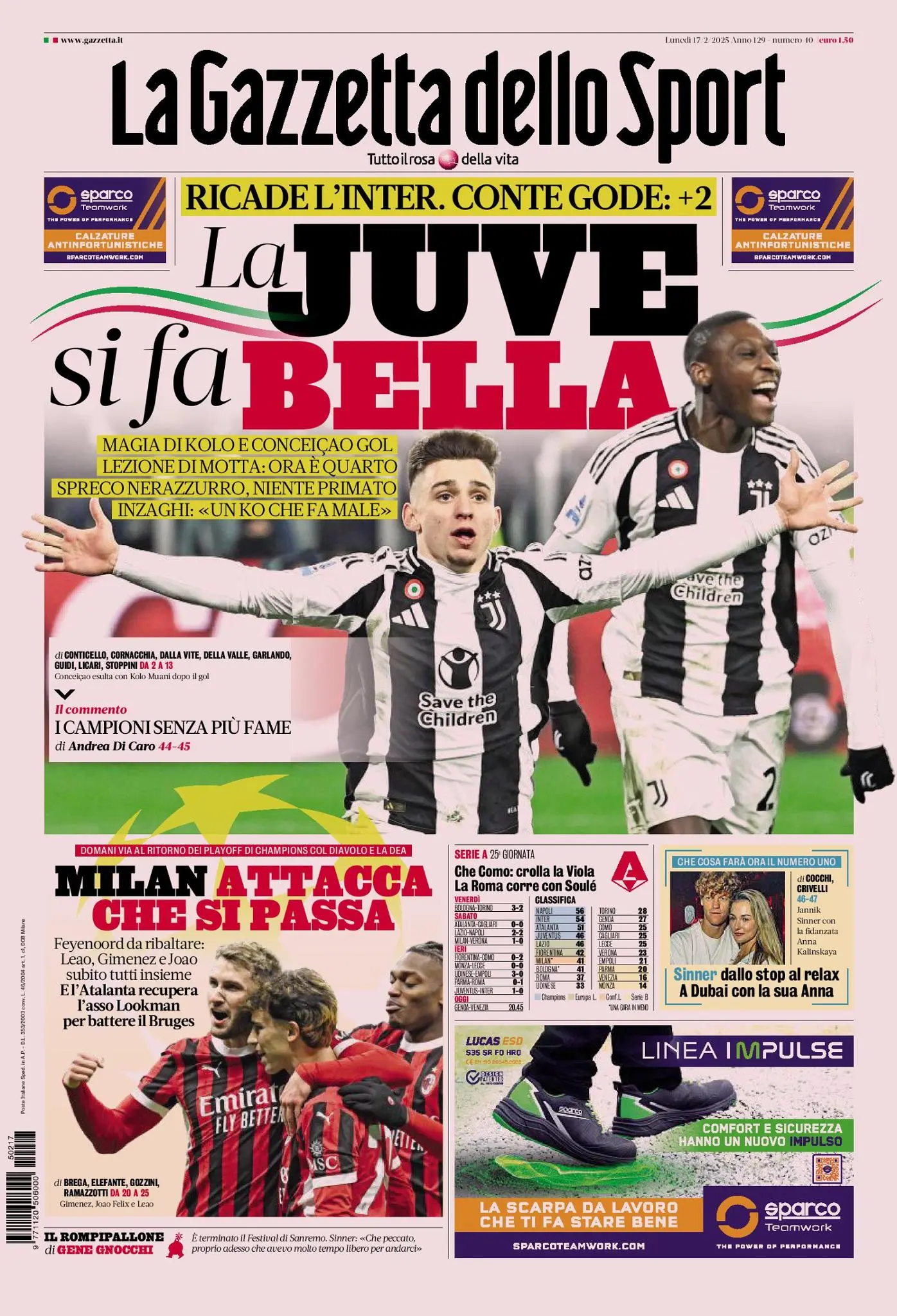 Prima-pagina-gazzetta-dello-sport-edizione-di-oggi-17-02-2025